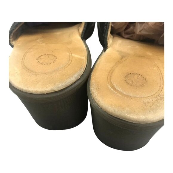 VTG Dr Doc Martens DANA Black Leather Heeled Clogs US 8 Slide Mule 11886 00s Y2K - Picture 11 of 12